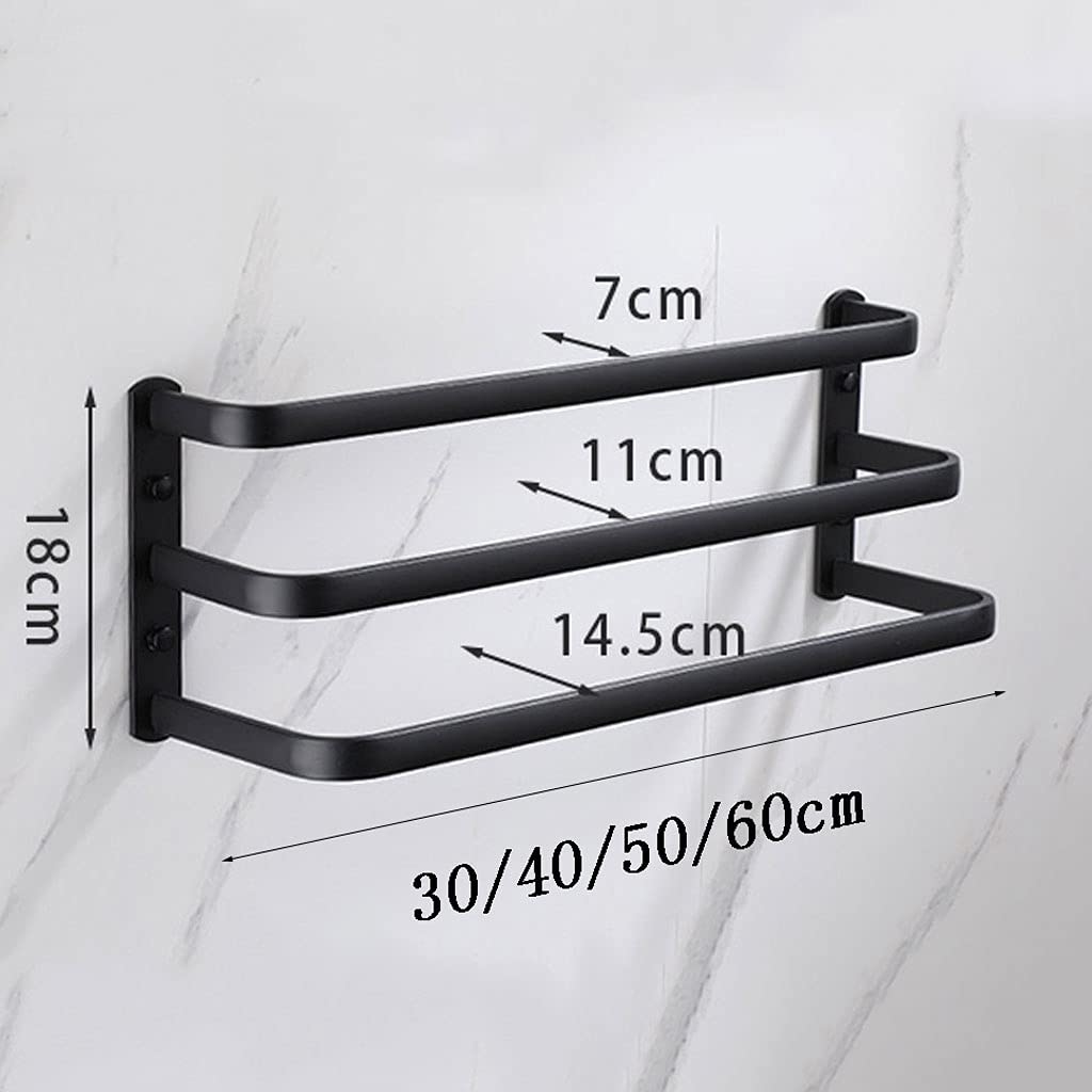 Montowany na ścianie czarny wielowarstwowy wieszak na ręczniki - kosmiczny aluminiowy uchwyt na ręczniki do łazienki kuchni hotelu - trójwarstwowa konstrukcja 60 cm i Sto Solut