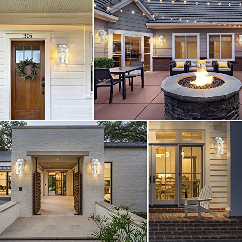 Hopejoy Exterior Light Fixture, 11.3" H White Front Porch Light Wall Mount With Clear Seeded Glass, Anti-Rust Aluminum Outdoor Wall Lights Lantern For Garage Patio Doorway(2 Pack, Sand White) #TOP5