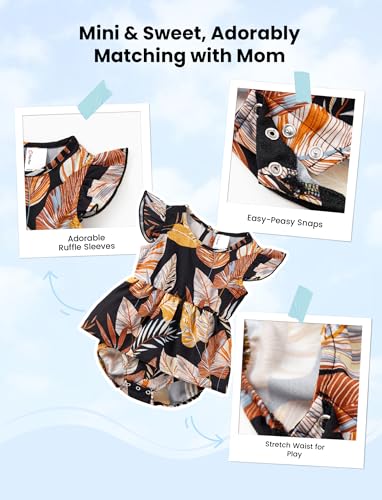 Image of PATPAT Mom and Daughter Matching Jumpsuits - Black Tank Top with Floral Wide-Leg Shorts
