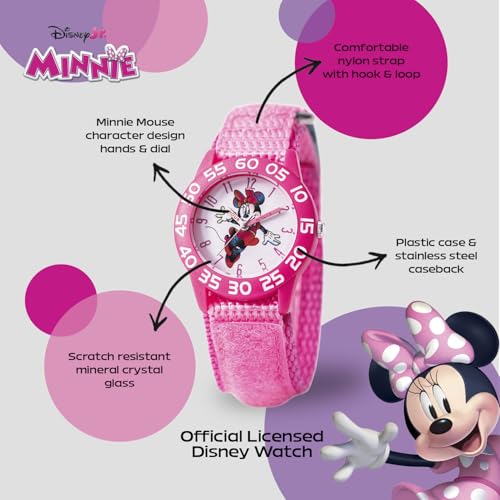 Disney Minnie Mouse Kids' Plastic Time Teacher Analog Quartz Nylon