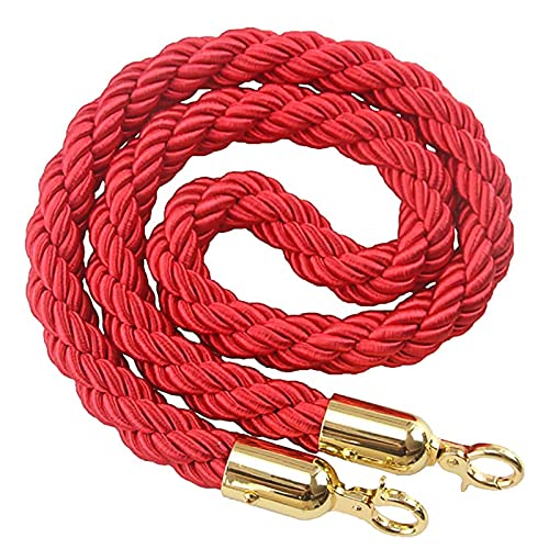 WDJBPSH Red VIP Barrier Stanchion Ropes, 32mm Hemp Twisted Nylon Crowd Control Cords, Cinemas/Restaurantes Queue Divider with Gold Snap (Size : 0.5m/1.64ft)
