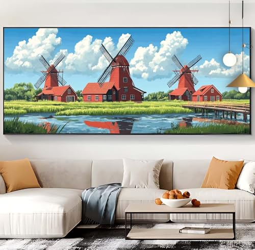 Diamond Painting moulin à vent Pays-Bas 60x130cm grand format