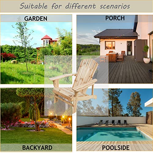LOKATSE-HOME-Outdoor-Wooden-Adirondack-Chairs-Natural-for-Yard-Patio-Garden-Lawn LOKATSE HOME Outdoor Wooden Adirondack Chairs Natural for Yard Patio Garden Lawn