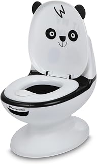 Bebeconfort Minitoilette, Töpfchen Baby, 1–3 Jahre, 0–20 kg, lebensechtes Design mit Spritzschutz, echtes Spülgeräusch, abnehmbare Schüssel, leicht zu reinigen, Gummifuß, Panda