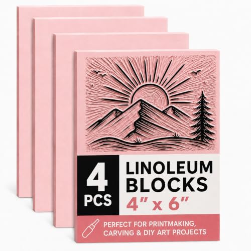 Image of Bobblebro Linoleum Blocks for Printmaking Supplies - 4PCS 4 inchx6 inchRubber Linocut Block Printing Kit for Stamp Carving, Soft Relief Printing Linoleum for DIY Crafts & Art Projects