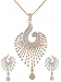 Swasti Peacock Shaped Zircon CZ Fashion Jewelry Set Pendant Earrings With Chain 3.5 INCHES