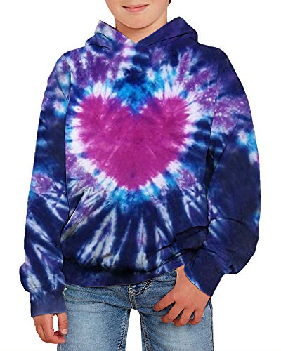 GAMISOTE Unisex Kids Tie Dye Sweatshirt Boys Girls Hooded Kangaroo Pocket Pullover Hoodies