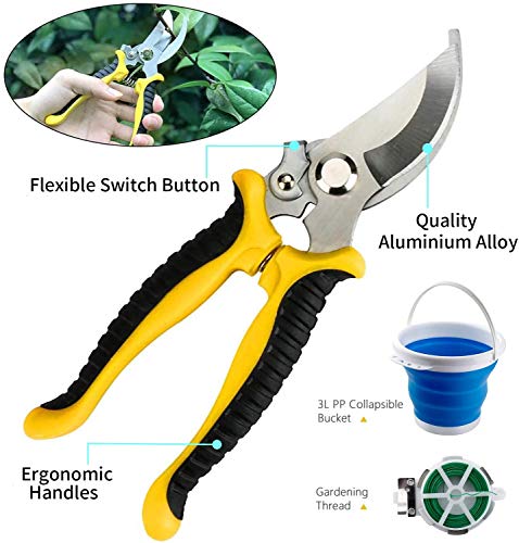 amzdeal Garden Tool Set 34Pieces Chrome-Plated Aluminum Alloy Gardening Tool Kits Indoor and Outdoor Hand Planting Kit with Ergonomic Handle for Women/Men/Gardeners
