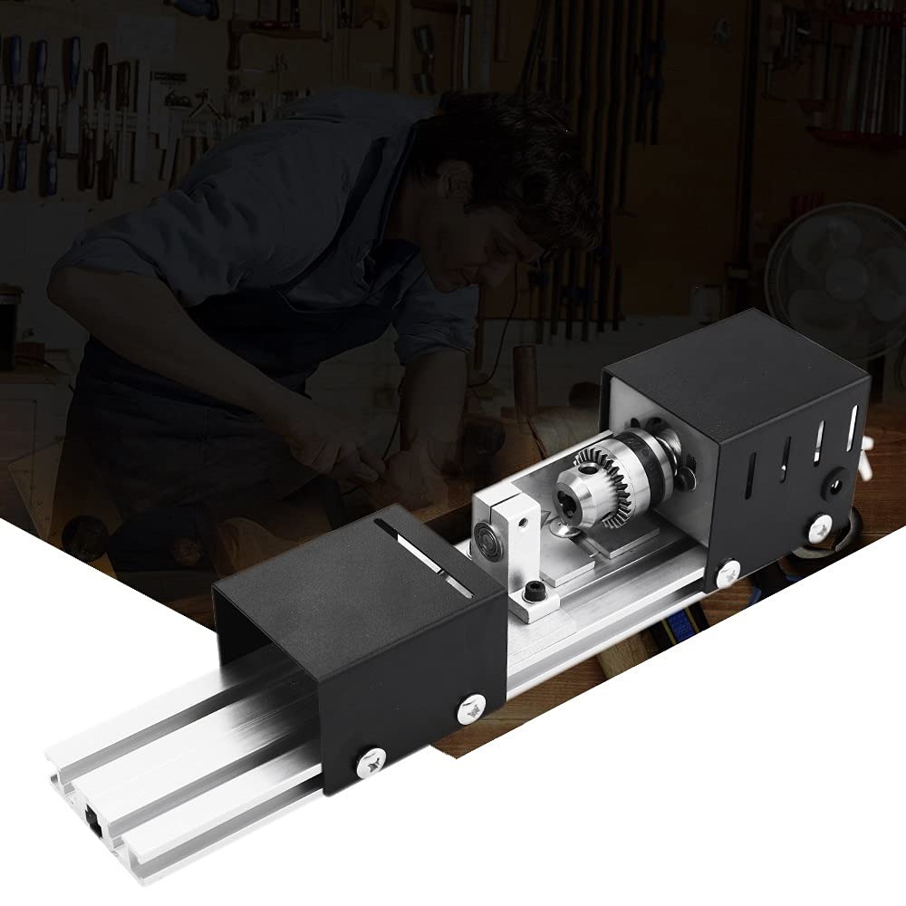 ZTBH Torno para carpintería Máquina de bolles Mini 100W Torno Miniatura, Perlas de Pulido Torno de Pulido Juego de Herramientas