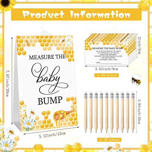 Fumete 65 Pieces Baby Shower Game Set 1 Measure The Baby Bump Sign Measure Mommy'S Belly Game And 50 Guessing Cards 10 Pencils 2 Ribbons 2 Measuring Tapes For Baby Shower Party Decorations thumb #1