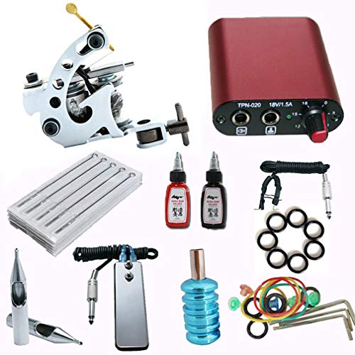 Arma del tatuaje kit,kits completos de la máquina de tatuaje para el revestimiento de sombreado,con toma de corriente Agujas Grips Consejos para la práctica de la tinta del tatuaje