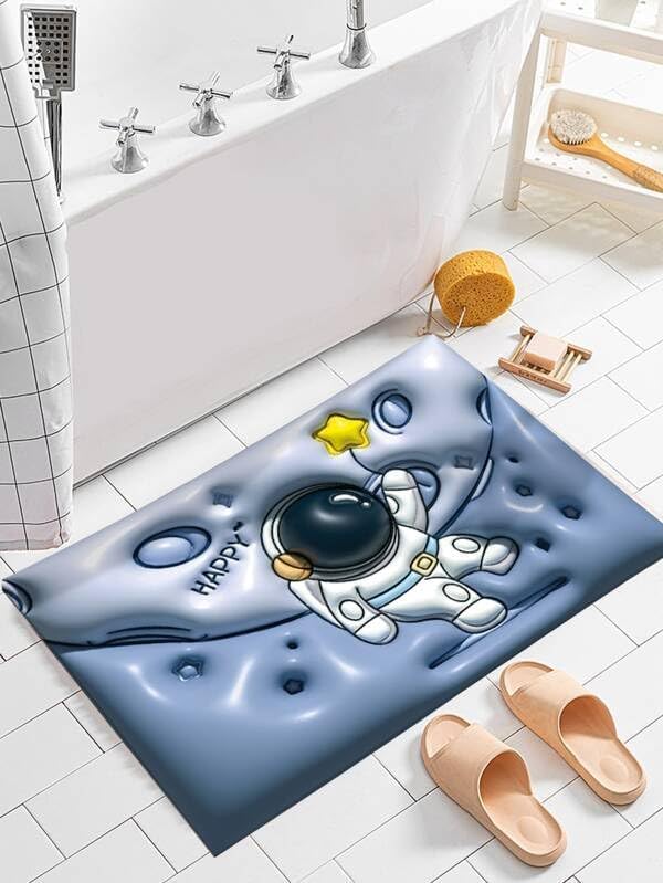 Image of Vasukie Bathroom Mat, Quick-Drying Water Absorbing Bathroom Mat, Non Slip Floor Mat, Dirt Barrier for Floor Mat, Bath Mat, Carpet, Bathroom Doormat |Astro Blue (5D Astro MAT)