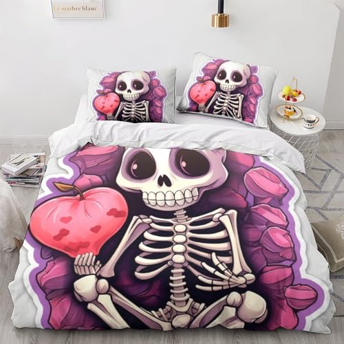 Housse de couette skeleton parure lit ado douce anti-pli - 2