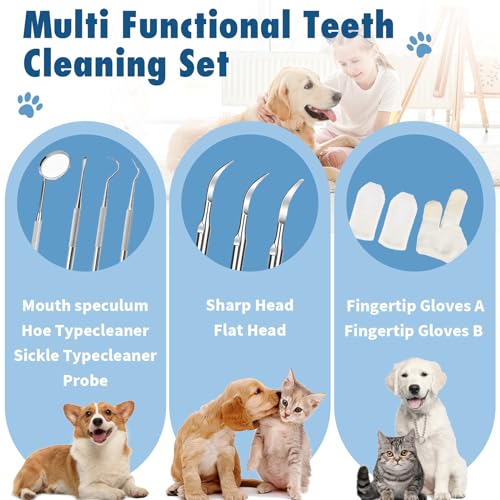 Plaque Remover for Teeth Dog Teeth Cleaning Kit for Tartar Stains Removal Electric Pet Ultrasonic Tooth Cleaner with Led Light Finger Toothbrush Dental Care for Dog Cat 5 Modes white  Cucciolini Doodles Plaque remover for teeth dog teeth cleaning kit for tartar stains removal electric pet ultrasonic tooth cleaner with led light finger toothbrush dental care for dog cat 5 modes white   cucciolini doodles