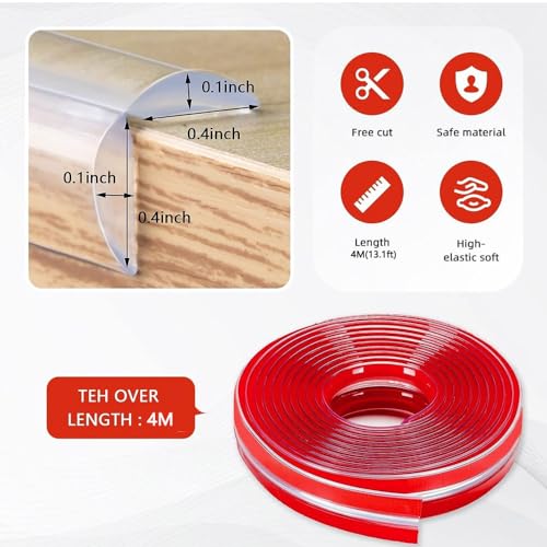 Image of Corner Protector Baby Proofing,Clear Corner Protectors With 4 Corners,Furniture Corner Guard & Edge Safety Bumpers for Furniture Sharp Corners, Crib Bumper Guard,Tables, Drawers, Sink, Wall (4M13.1ft)