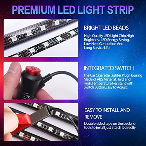 Car Led Strip Light, Ej's Super Car 4Pcs 36 Led Multi-Color Car Interior Lights Under Dash Lighting Waterproof Kit With Multi-Mode Change And Wireless Remote Control, Car Charger Included,Dc 12V… #TOP4