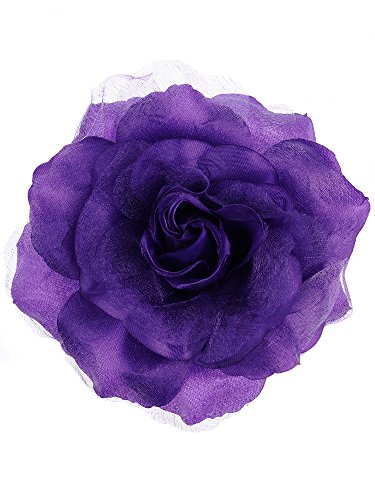 Image of Women's Multifunction Rose Flower Sheer Petal Brooch Pin Hair Tie Clip