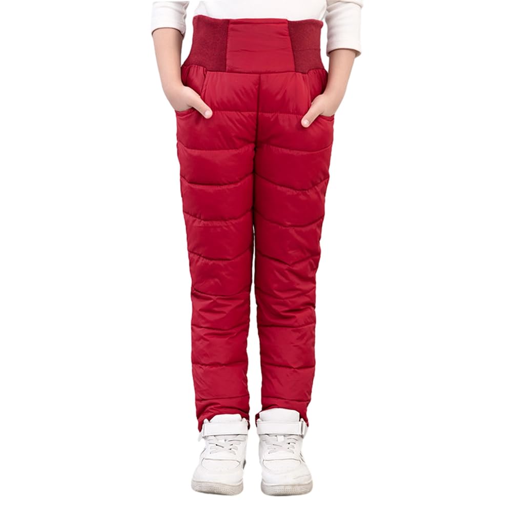 Unisex Jungen Mädchen Schneehose Solide Hohe Taille Dicke Winter Warme Jogger Hose Elastischer Bund Schneehose für Kinder 2-10T Kinder Activewear Kleidung