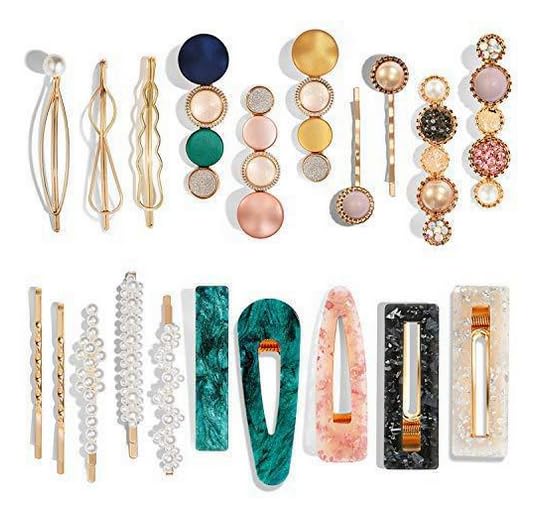 20pcs Colorful Pearl Acrylic Resin Hair Clips Cute Hair Barrettes Bobby Pins Boho Fancy Hairpin Accessories Headwear Styling Tools for Women Girls