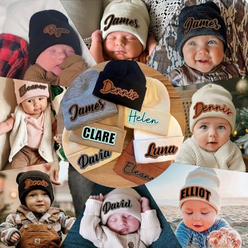 Personalized Toddler Beanie Caps for Boys Girls, Custom Winter Knitted Hat for Kids, 3 Sizes Beanies for Newborn to Adults2