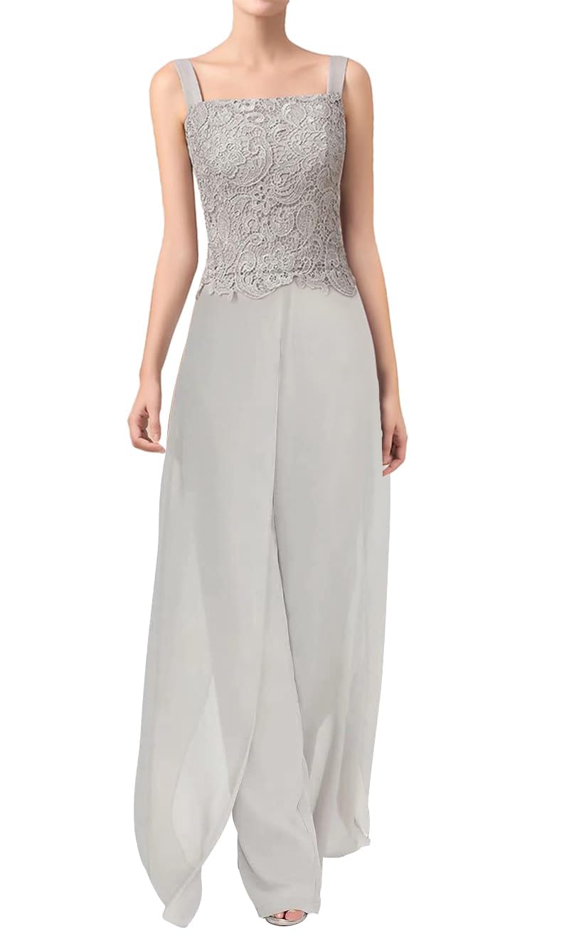 Hosenanzug Damen Festlich Elegant 3-Teiliger Spitzen Chiffon Mutter Der Hochzeitsoutfit Mit Jacke Hochzeit Brautmutter Hosen Set