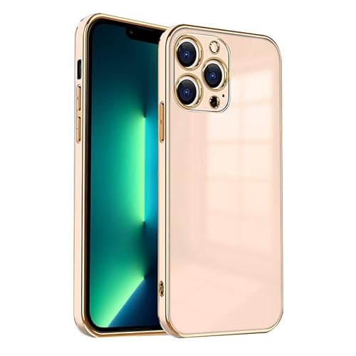 ZNX\ZENIX iPhone13 Pro ケース TPU おしゃれ バンパー型 ケース ストラップホール かわいい くすみカラー ゴールド 大人 ZX-milky2 (iPhone13 Pro (6.1), ピーチピンク)