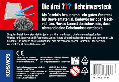 Die drei ??? Geheimversteck von KOSMOS 632434, Geheime Botschaften und kleine Gegenstände schützen und verstecken, Detektiv Gadget Detektiv Spielzeug Set für Kinder ab 8 Jahre
