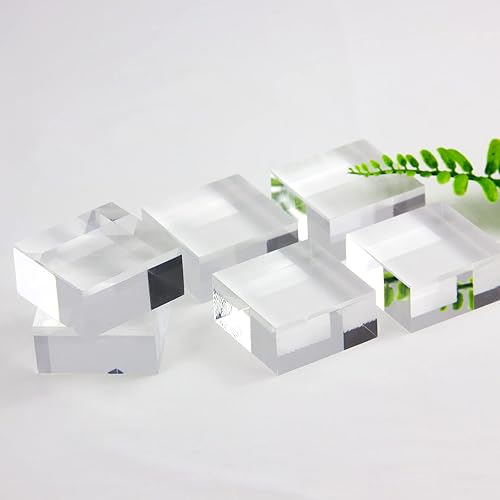 Miniatura 6 de Kcgani Soportes de exhibición de acrílico transparente, pedestal cuadrado cuadrado de acrílico sólido geométrico, soporte organizador de escaparate