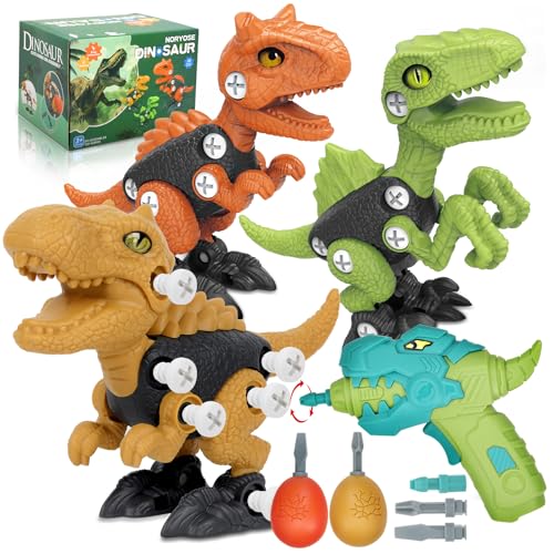 NORYOSE Dinosaur Toys for 3, 4, 5, 6, 7, 8 Year Old Boys, Kids Take Apart Toys with Electric Drill STEM Construction Building Educational, Party Christmas Birthday Gifts for Boys Girls