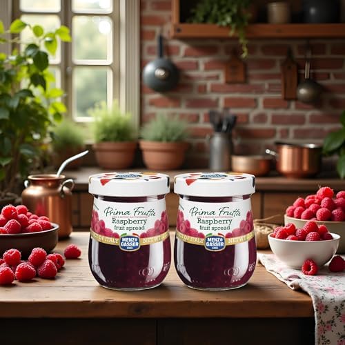 VALUBNDL: Menz & Gasser Raspberry Fruit Spread (2-Pack) – 450ml Total (Two 225ml Jars) – Authentic Italian Jam – High Fruit Content – VALUBNDL Signature Bundle - 3