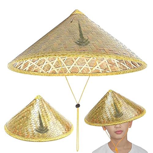 Sombrero De Bambú Para El Sol - Retro Chino Bambú Rattan Pescador, Sombrero Chino De Paja, SombreroDe Arroz Para Pescas De Granjero, SombreroDe Guay Asiático Oriental Para Viajar, Pescas, Jardinería