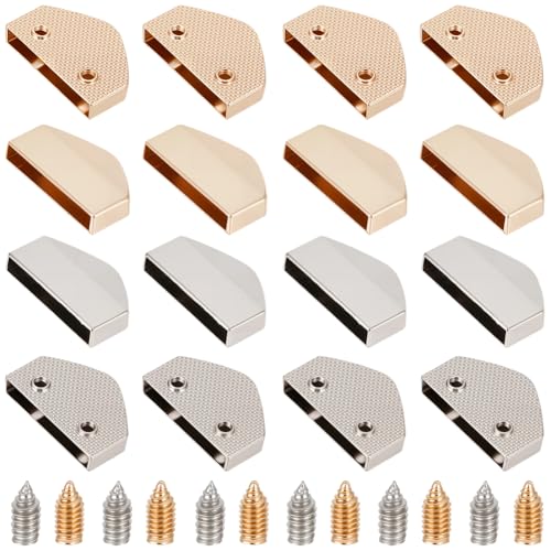 CALFOVERA 16 Jeu de 2 Embouts de Boucle de Ceinture en Métal Embouts Pentagonaux en Cuir Clips de Fermeture Éclair Dorés et Argentés avec Vis Embouts à...