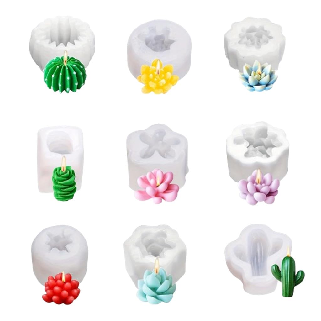 Stampi Silicone Per Candele 3D - 9 Pezzi Forme Succulente, Per Sapone, Cioccolato, Fai-Da-Te - Foto 7
