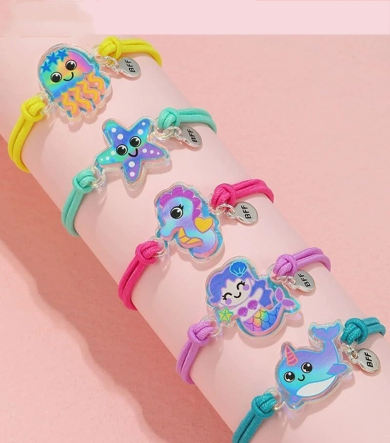 4-6Pcs Cute Cartoon Animal Friendship Bracelets Funny Axolotl Dinosaur Rainbow Braided Rope Matching Charms Bracelet for Women Kawaii Jewelry Gifts - Image 2