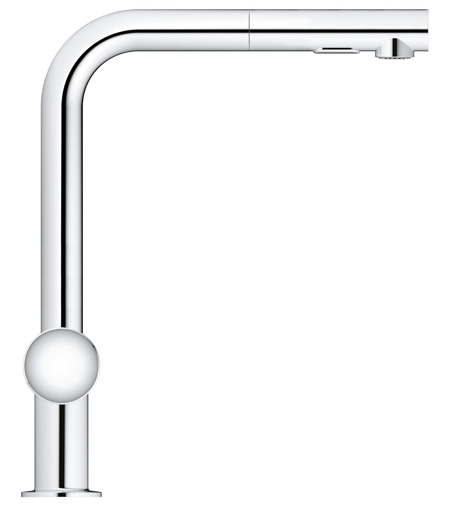 Grohe Minta Monomando de fregadero 1/2″, Caño en L, Teleducha extraíble con 2 chorros, Cromo, 30274000