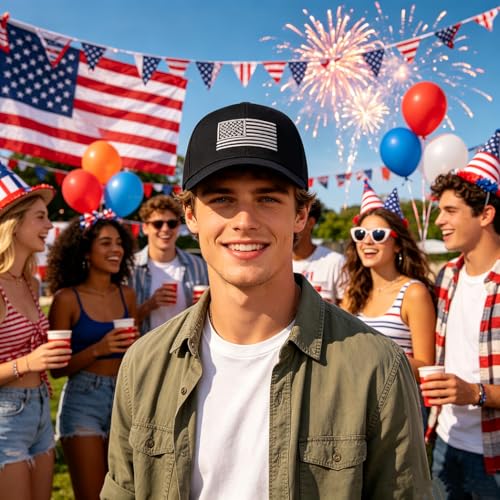 Image of FGSS Patriotic Baseball-Caps USA-Flag Hat Unisex 4th-July Baseball Hat
