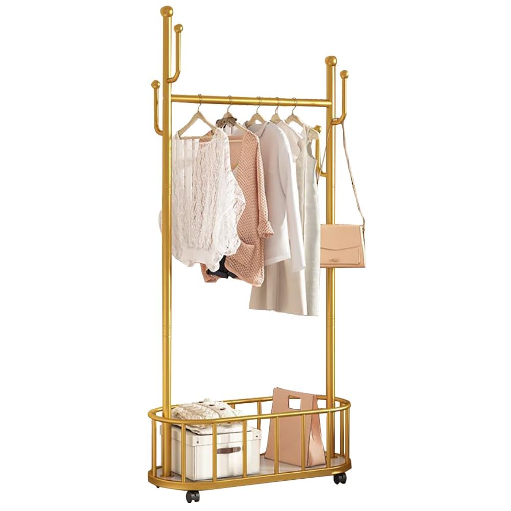 Platzsparende Industriegarderobe mit Rollen, Metall-Kleiderständer für Flur, maximale Traglast 60/80/100 cm x 30 cm x 174 cm, stabile Kleiderstange für einfache Befestigung