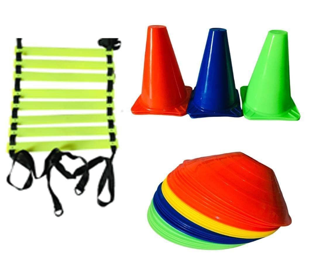 PVC Cones, Pack 5, 5 Space Markers and Ladder Agility, 4 Meter Combos (Multicolour, 6 Inch) (Set-1)-picture-41