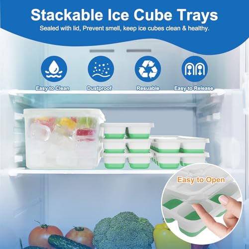 Bandejas de Hielo con Tapa, 8 Unidades de Silicona miniatura 3