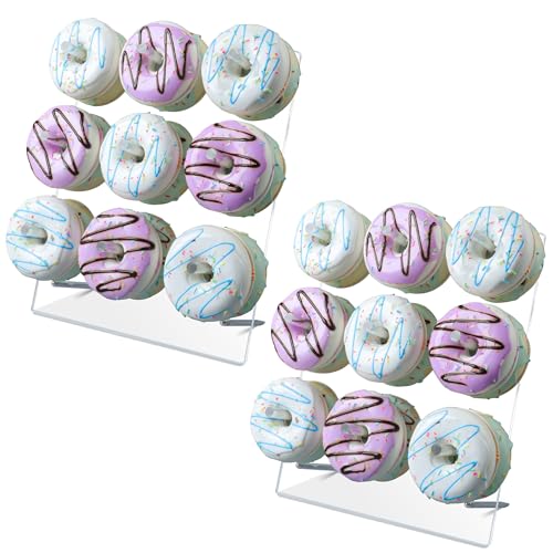LoveDisplay donut wall, 2 Pack Acrylic Donut Stand, Clear Donut Stands for Dessert Table, 12" X 10'' Donut Wall Display Stand for Birthday, Wedding, Baby Shower, Christmas, Party by LoveDisplay - Used condition - CA$13.39