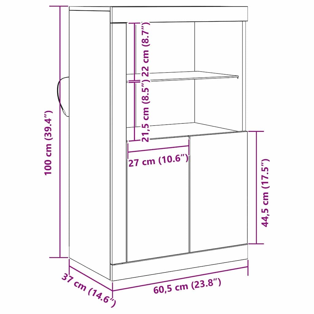 vidaXL Zeitgenössischer Schrank aus massiver Eiche mit Glasregal | Elegantes Design, ideal für Wohnzimmer oder Büro, langlebig, Mattes Finish, nur für drinnen, leicht zu montieren, Holz-