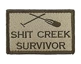 Shit Creek Survivor Tactical Funny Hook and Loop Fully Embroidered Morale Tags Patch (Subdued)