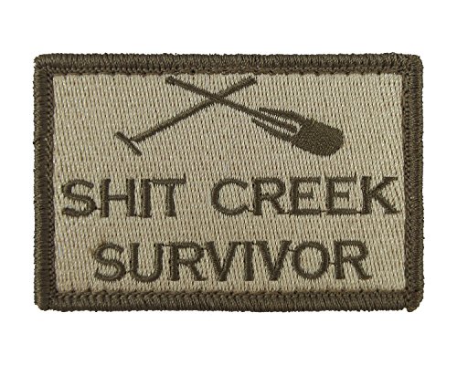 Shit Creek Survivor Tactical Funny Hook and Loop Fully Embroidered Morale Tags Patch (Subdued)