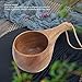 Tissting 220ml/7.4oz Kuksa Wooden Cup Handmade Finnish Wood Mug for Coffee & Tea | Portable Nordic Style with Thin Handle, Ideal for Camping, Hiking, Outdoors (Thin Handle)