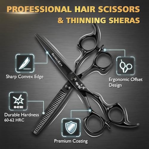 Hair Cutting Scissors Thinning Shears - 6.0 Inch Professional Hair Cutting Shears - Japanese 440C Stainless Steel Haircut Scissors - Convex Blade for Ultra-Sharp Smooth Cuts for Salon & Home Use - Image 4