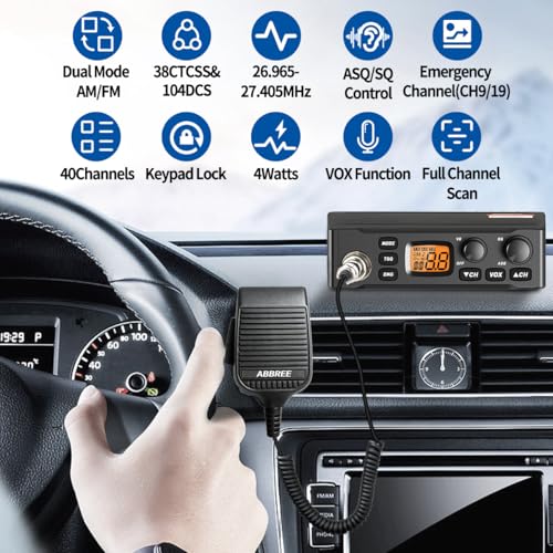 ABBREE CB Radio with Magnetic Mount Antenna for Truckers Long Range AM FM Professional CB Radios,Compact Design,Instant Emergency Channel 9/19,Full 40 Channels,Handheld Mic,LCD Display,VOX by ABBREE - Used condition - Image 2
