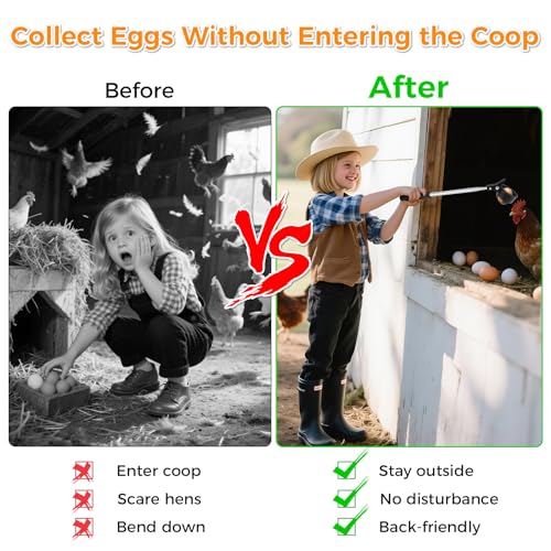 Egg Grabber for Chicken Eggs – Extendable Egg Picker Tool with Anti-Slip Handle, 15–78" Long Grabber Reacher Tool for Picking Eggs from Coop, Poultry Nest, and Farm Use - Image 6