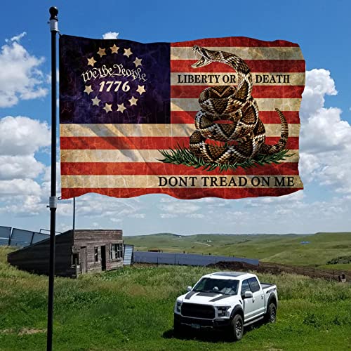 1776 We The People Flag 3X5 Ft For Outside, Dont Tread On Me Flags, Double Printed Don't Tread On Me Banner, Usa American Gadsden Rattlesnake Garden Flag Outdoor With Uv Fade Proof #TOP1