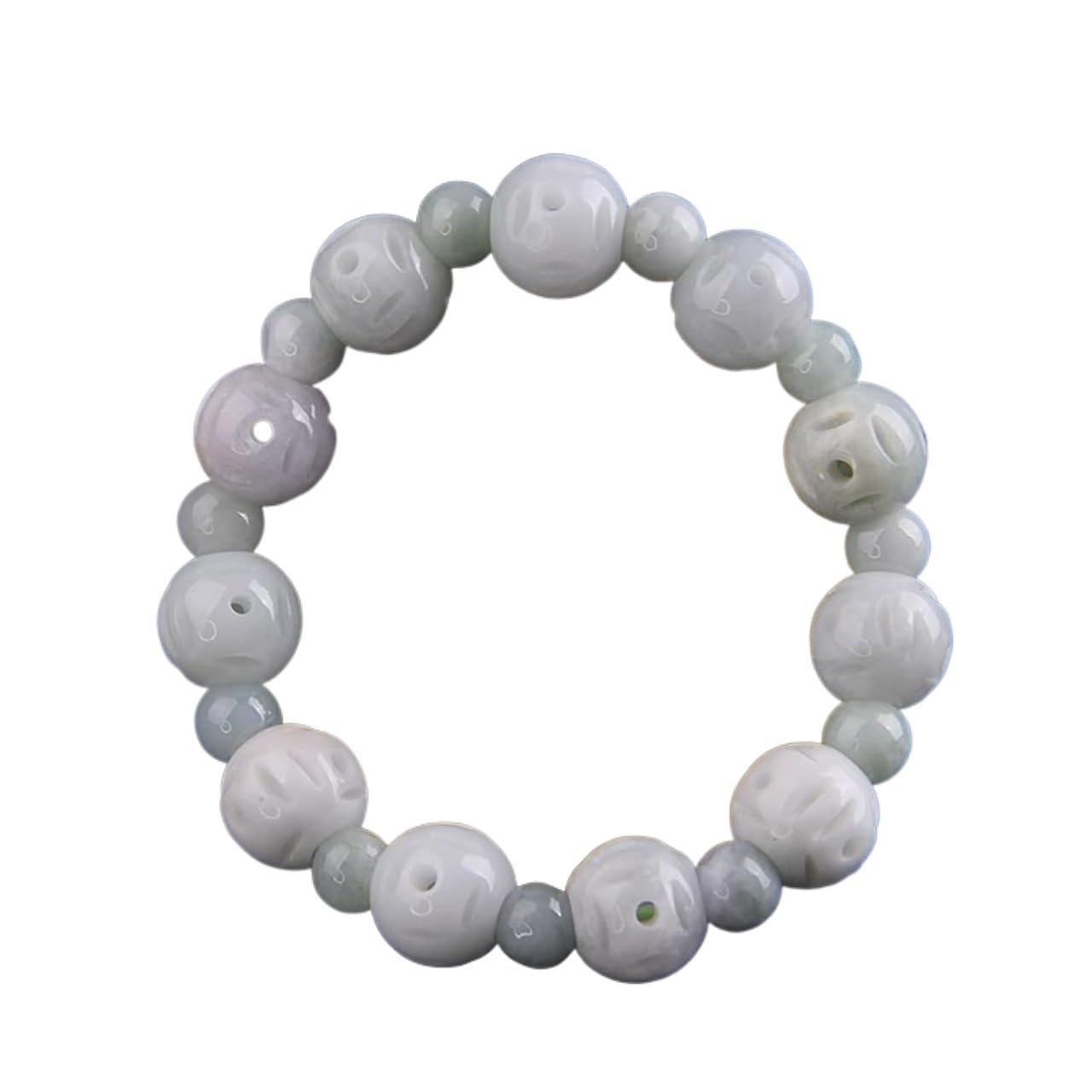 Nzpost Men's Jade Good Luck Bracelet, Lucky Carved Emerald Balance Bracelet Ite Beaded Bangle Vacation Jewelry We