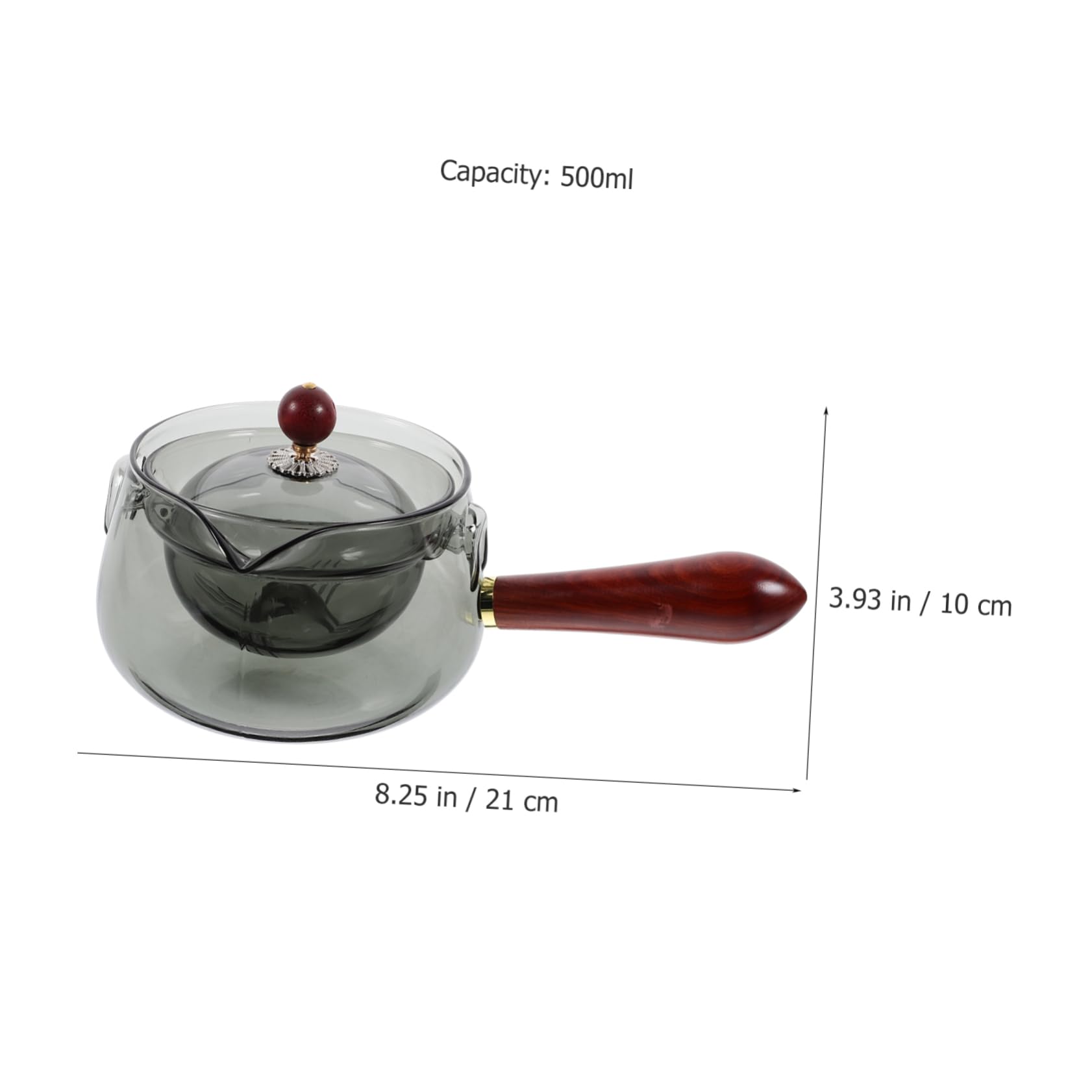 Mikinona Tetera de Vidrio con Infusor Giratorio Grados Tetera de Diseño con Asa Lateral para Preparar Casa o Oficina